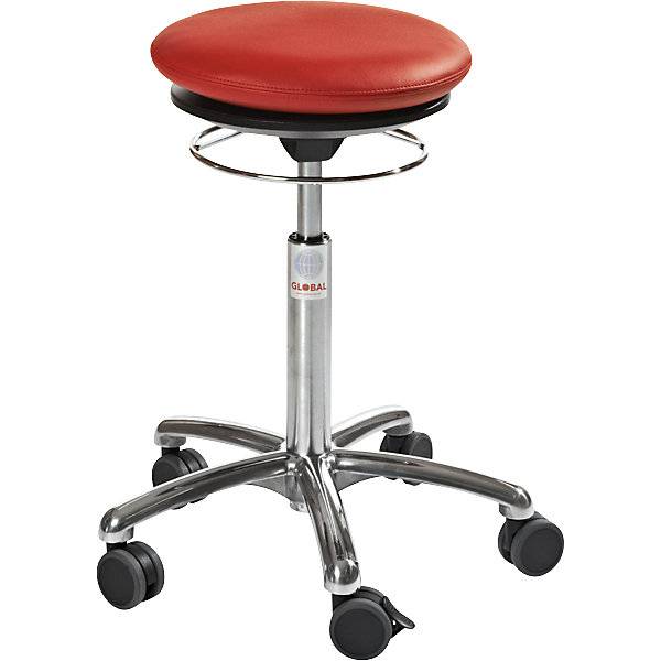 Hocker mit Luftkissensitz Kunstlederbezug rot. Global Stole A S-0