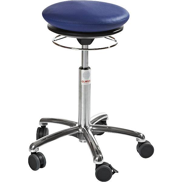 Hocker mit Luftkissensitz Kunstlederbezug blau. Global Stole A S-0