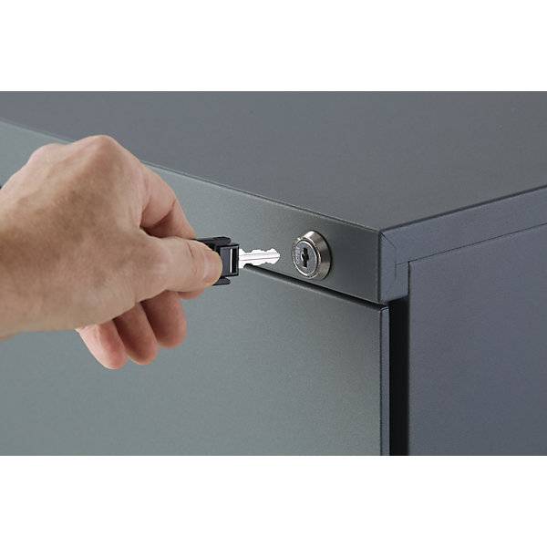 Komplettbüro SATO Schreibtisch + Rollcontainer 590 mm tief Rollcontainer mit Schub und Hängeregistratur. TAKKT-3