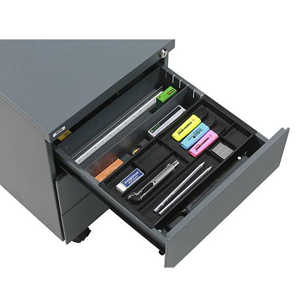Komplettbüro SATO Schreibtisch + Rollcontainer 590 mm tief Rollcontainer mit Schub und Hängeregistratur. TAKKT-4