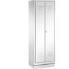 CLASSIC Garderobenschrank mit Sockel 4 Fachböden Kleiderstange Abteile 2 x 300 mm verkehrsweiß. C+P 534874 49