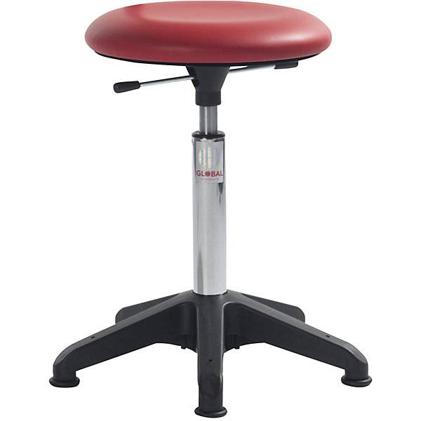 Arbeitshocker höhenverstellbar mit Bodengleitern ohne Rückenlehne rot Höhe 520 - 710 mm. Global Stole A S-0