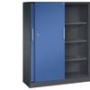 Schiebetürenschrank ASISTO Höhe 1617 mm Breite 1200 mm schwarzgrau/enzianblau. C+P 53900749