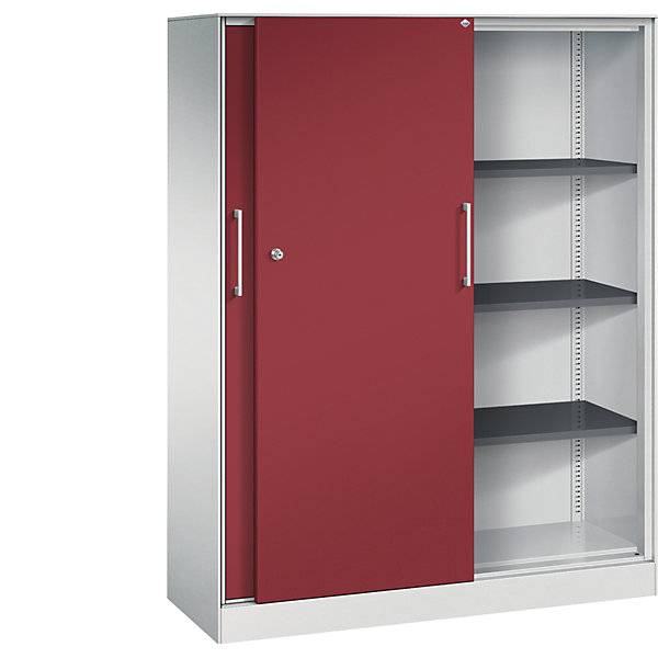 Schiebetürenschrank ASISTO Höhe 1617 mm Breite 1200 mm lichtgrau/rubinrot. C+P 53901649-0