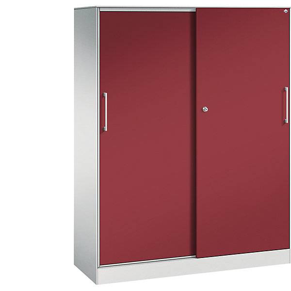 Schiebetürenschrank ASISTO Höhe 1617 mm Breite 1200 mm lichtgrau/rubinrot. C+P 53901649-1