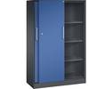 Schiebetürenschrank ASISTO Höhe 1617 mm Breite 1000 mm schwarzgrau/enzianblau. C+P 53902749