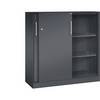 Schiebetürenschrank ASISTO Höhe 1292 mm Breite 1200 mm schwarzgrau/schwarzgrau. C+P 53904849