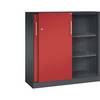 Schiebetürenschrank ASISTO Höhe 1292 mm Breite 1200 mm schwarzgrau/feuerrot. C+P 53904649