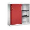 Schiebetürenschrank ASISTO Höhe 1292 mm Breite 1200 mm lichtgrau/feuerrot. C+P 53905549