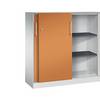 Schiebetürenschrank ASISTO Höhe 1292 mm Breite 1200 mm lichtgrau/gelborange. C+P 539054 49