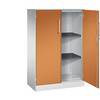 Flügeltürenschrank ASISTO Höhe 1292 mm Breite 800 mm 2 Fachböden lichtgrau/gelborange. C+P 538787 49