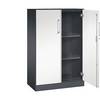 Flügeltürenschrank ASISTO Höhe 1292 mm Breite 800 mm 2 Fachböden schwarzgrau/verkehrsweiß. C+P 53879149