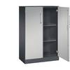 Flügeltürenschrank ASISTO Höhe 1292 mm Breite 800 mm 2 Fachböden schwarzgrau/weißaluminium. C+P 53879249