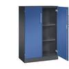 Flügeltürenschrank ASISTO Höhe 1292 mm Breite 800 mm 2 Fachböden schwarzgrau/enzianblau. C+P 53879449