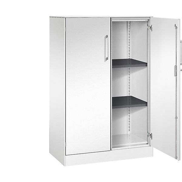 C+P Flügeltürenschrank Asisto, H1310xB800xT435mm, 9016/9016
