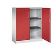 Flügeltürenschrank ASISTO Höhe 1292 mm Breite 1000 mm 2 Fachböden lichtgrau/feuerrot. C+P 53880649