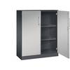 Flügeltürenschrank ASISTO Höhe 1292 mm Breite 1000 mm 2 Fachböden schwarzgrau/weißaluminium. C+P 53881249