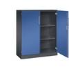 Flügeltürenschrank ASISTO Höhe 1292 mm Breite 1000 mm 2 Fachböden schwarzgrau/enzianblau. C+P 53881449