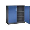 Flügeltürenschrank ASISTO Höhe 1292 mm Breite 1200 mm 2 Fachböden schwarzgrau/enzianblau. C+P 53883449