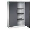 Flügeltürenschrank ASISTO Höhe 1617 mm Breite 1000 mm 3 Fachböden lichtgrau/schwarzgrau. C+P 53886349