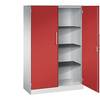 Flügeltürenschrank ASISTO Höhe 1617 mm Breite 1000 mm 3 Fachböden lichtgrau/feuerrot. C+P 53886649