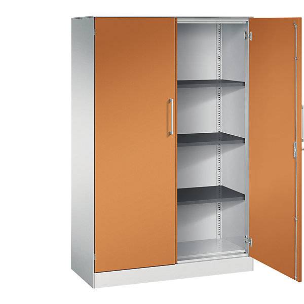 Flügeltürenschrank ASISTO Höhe 1617 mm Breite 1000 mm 3 Fachböden lichtgrau/gelborange. C+P 538867 49