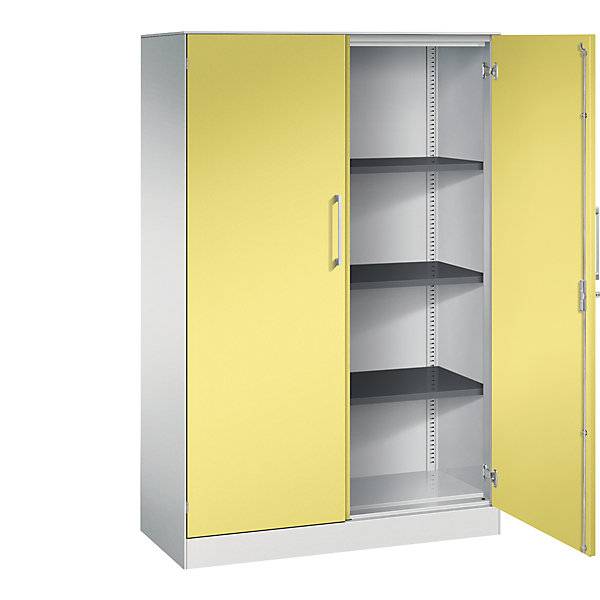 Flügeltürenschrank ASISTO Höhe 1617 mm Breite 1000 mm 3 Fachböden lichtgrau/schwefelgelb. C+P 538868 49