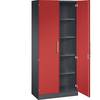 Flügeltürenschrank ASISTO Höhe 1980 mm Breite 800 mm 4 Fachböden schwarzgrau/feuerrot. C+P 53891549