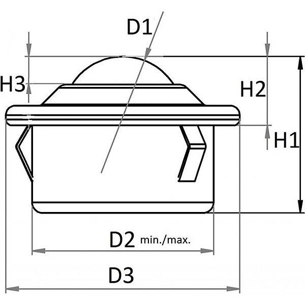 Kugelrolle mit Bund und Clip Edelstahlkugel Kugel-Ø 1588 mm Nutzlast 50 kg ab 20 Stk. Schulz Stanztechnik-1