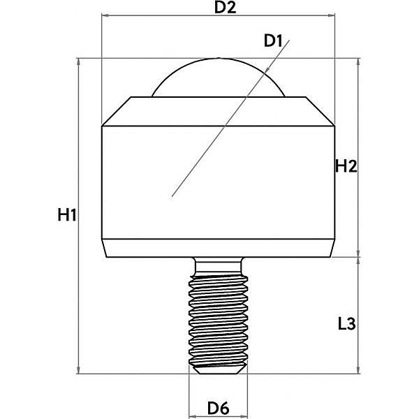 Kugelrolle Mini mit Gewindezapfen Edelstahlkugel Kugel-Ø 64 mm Nutzlast 10 kg ab 5 Stk. Schulz Stanztechnik-2