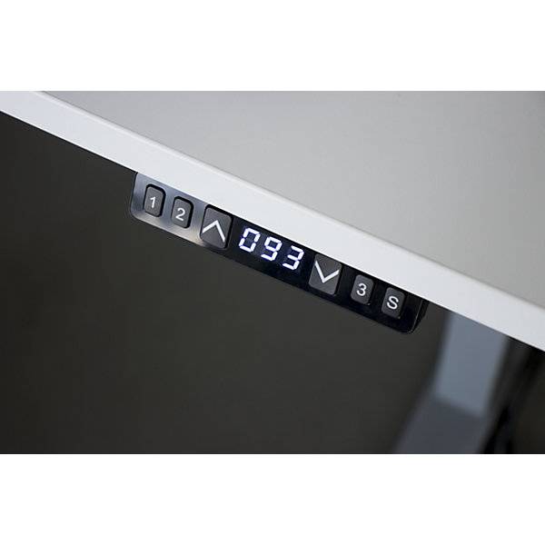 UPLINER-K - Schreibtisch elektrisch höhenverstellbar mit Tastschalter BxT 1200 x 800 mm lichtgrau/alusilber.-3