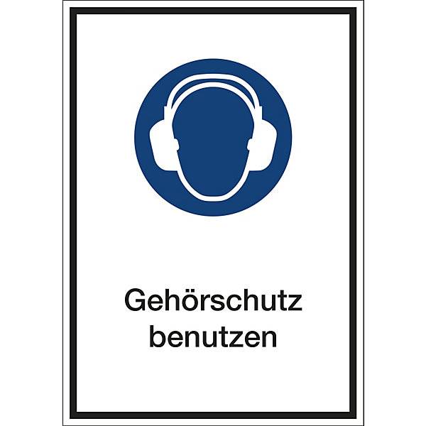 Kombizusatzschilder für Gebotszeichen Gehörschutz benutzen Folie LxHxT 210 x 297 x 0.1 mm. H. Marahrens-0