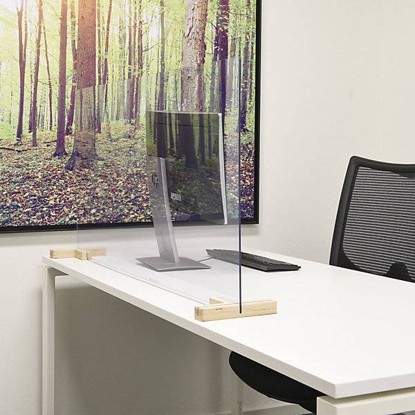 Trennscheibe für Schreibtische/Tische inkl. 2 Fußverbinder in T-Form HxB 590 x 1200 mm. Smit Visual Supplies BV-2