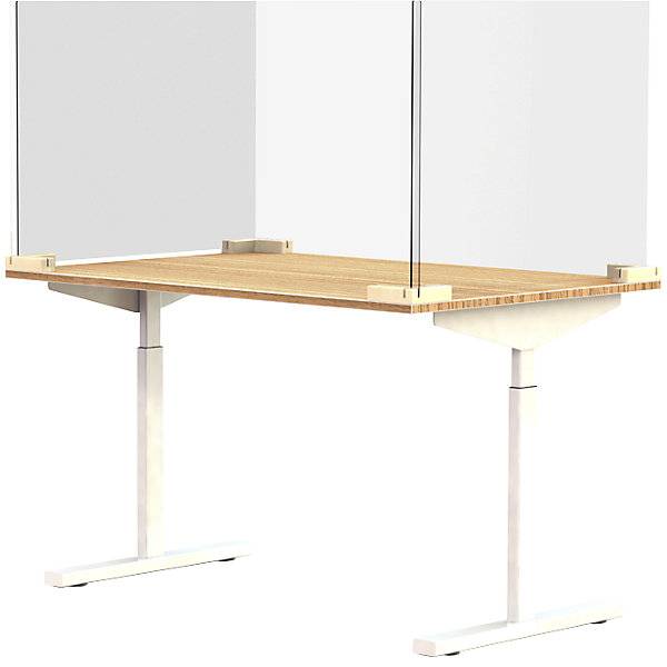 Trennscheibe für Schreibtische/Tische inkl. 2 Fußverbinder in T-Form HxB 590 x 1200 mm. Smit Visual Supplies BV-4