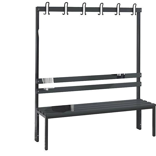 Umkleidebank Basic, einseitig, Sitzleisten schwarzgrau, B 1500 mm