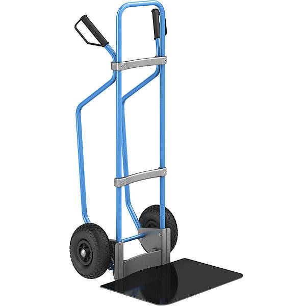 Sackkarre mit Kufen blau Schaufel-BxT 450 x 500 mm schwarz Luftbereifung. TAKKT Industrial & Packaging GmbH-0