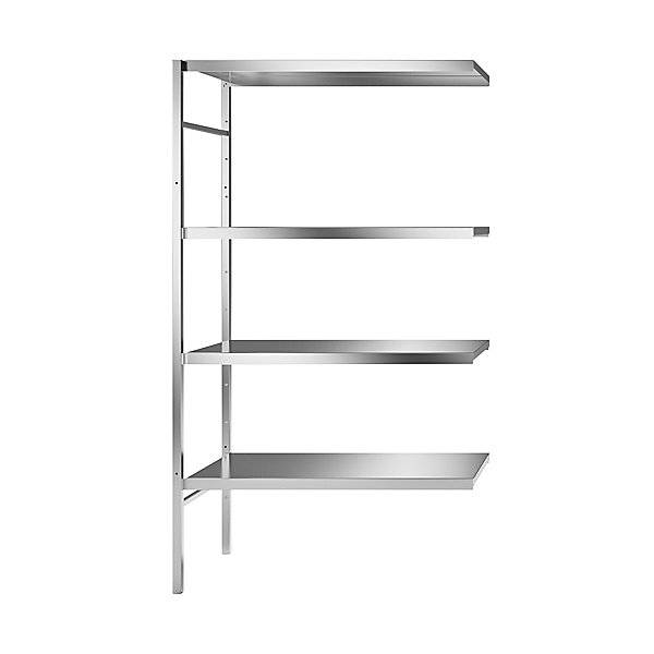Edelstahl-Steckregal 4 glatte Fachböden Fachbodenbreite x Tiefe 940 x 540 mm Eck-Anbauregal. KEK GmbH 60292249