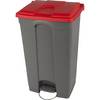 Treteimer Volumen 90 l BxHxT 505 x 790 x 410 mm grau Deckel rot. Probbax S.A.R.L. 61443849
