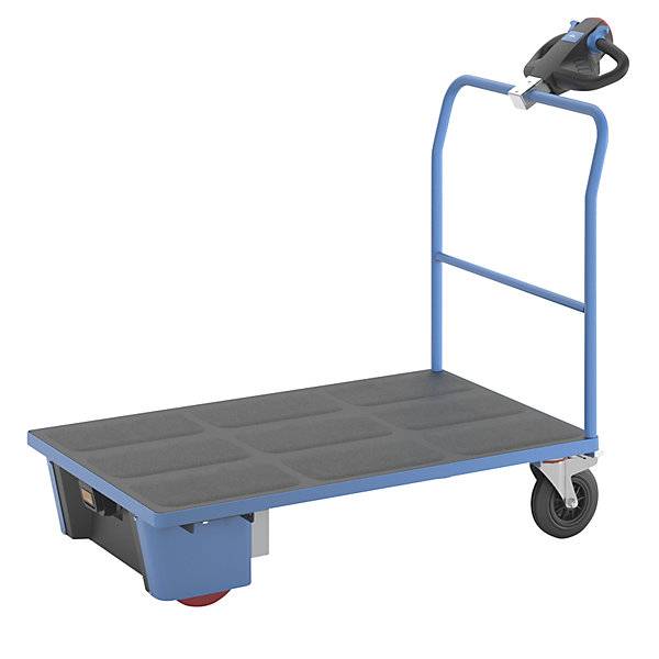 Plattformwagen mit Elektroantrieb Rohrschiebebügel LxBxH 1570 x 800 x 1300 mm Vollgummi Reifen. TAKKT