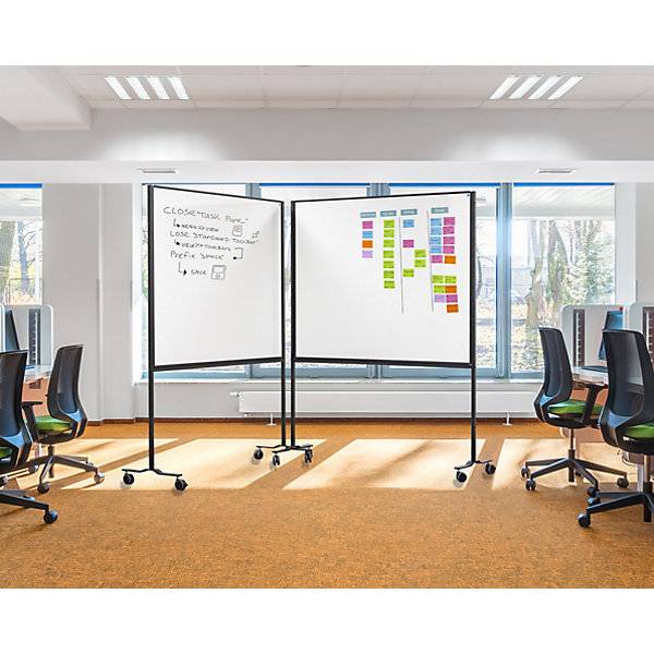 Mobiles Whiteboard WORKBOARD Stahl emailliert BxH 1500 x 1200 mm. TAKKT Industrial & Packaging GmbH 65031049-1