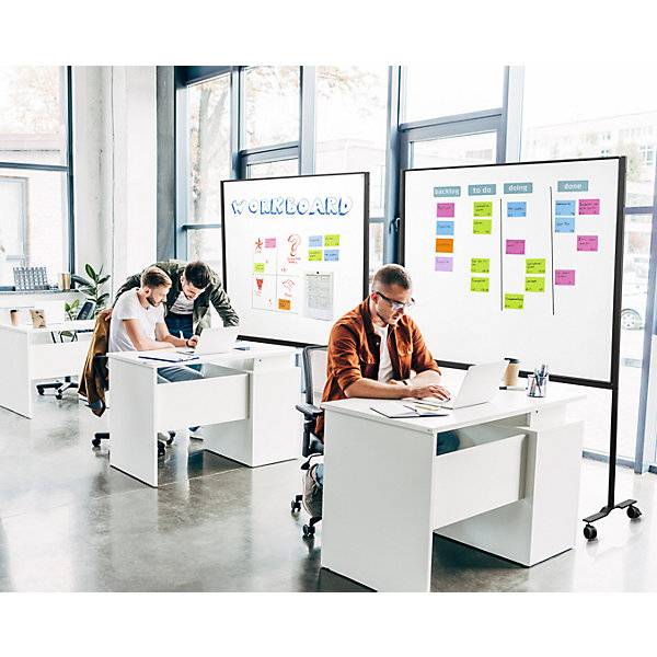 Mobiles Whiteboard WORKBOARD Stahl emailliert BxH 1500 x 1200 mm. TAKKT Industrial & Packaging GmbH 65031049-2