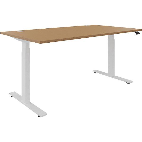 Schreibtisch BOTTOM-UP elektrisch höhenverstellbar gerade BxT 1600 x 900 mm Ahorn/weiß. FM Büromöbel GmbH-2