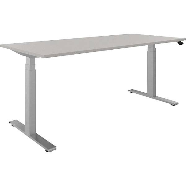 Schreibtisch BOTTOM-UP elektrisch höhenverstellbar gerade BxT 1800 x 800 mm lichtgrau/silber. FM Büromöbel-0