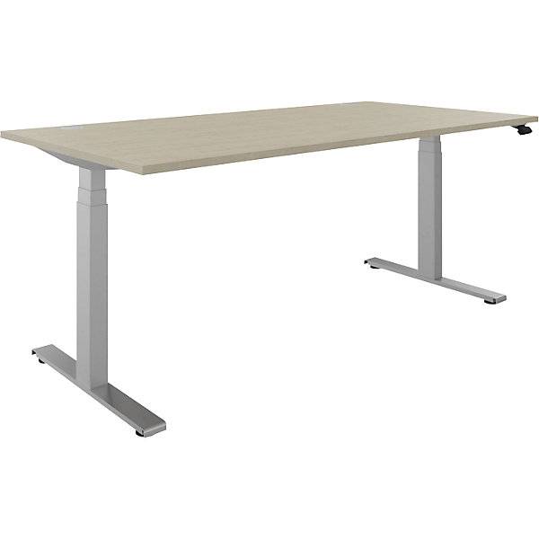 Schreibtisch BOTTOM-UP elektrisch höhenverstellbar gerade BxT 1800 x 900 mm Ahorn/silber. FM Büromöbel GmbH-0