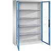 Sichtfenster-Flügeltürschrank HxBxT 1950 x 1200 x 400 mm 4 Fachböden lichtgrau / lichtblau. C+P Moebelsysteme |