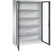 Sichtfenster-Flügeltürschrank HxBxT 1950 x 1200 x 400 mm 4 Fachböden lichtgrau / anthrazitgrau. C+P