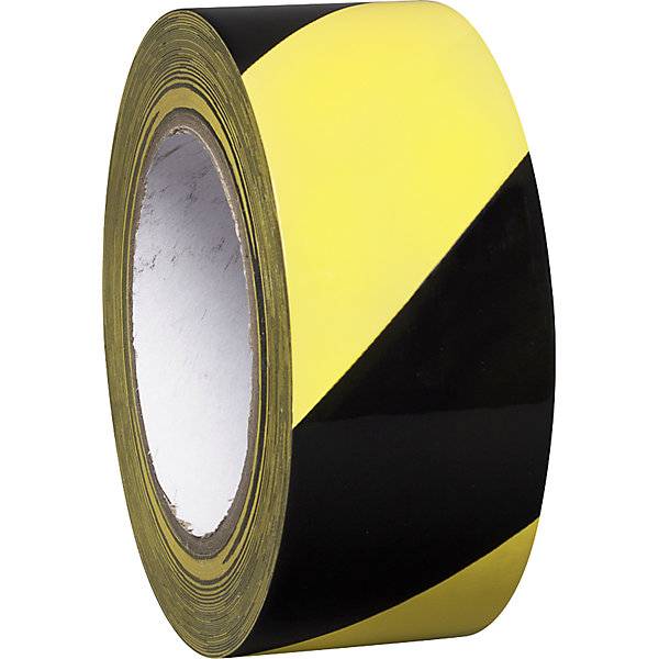 Bodenmarkierungsband aus Vinyl zweifarbig Breite 50 mm gelb / schwarz VE 16 Rollen. Moravia Wiesbaden|-0