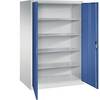 Werkstatt-Flügeltürschrank HxBxT 1950 x 1200 x 800 mm lichtgrau / enzianblau. C+P Moebelsysteme | GmbH & CO. KG