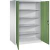 Werkstatt-Flügeltürschrank HxBxT 1950 x 1200 x 800 mm lichtgrau / resedagrün. C+P Moebelsysteme | GmbH & CO. KG