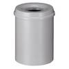 Sicherheits-Papierkorb Stahl selbstlöschend Volumen 15 l HxØ 360 x 255 mm Korpus grau / Löschkopf grau. Vepa
